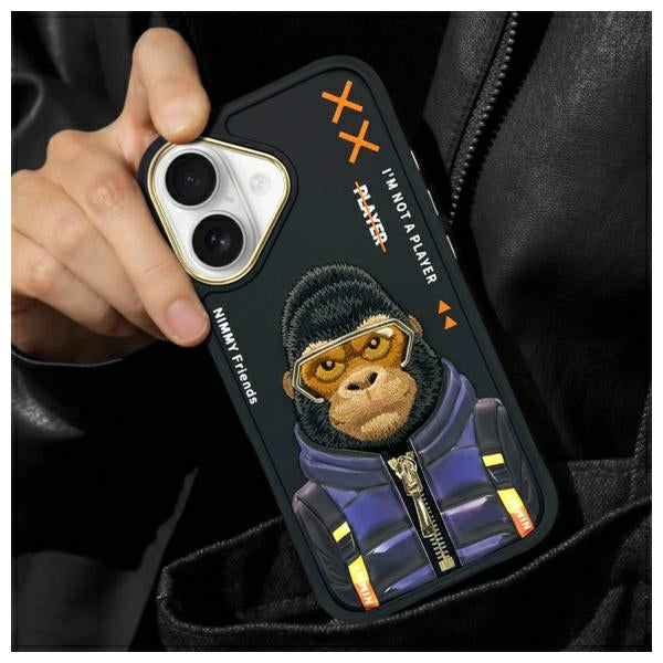 Nimmy Cool&Cute 2.0 Monkey dėklas iPhone 16 – juodas