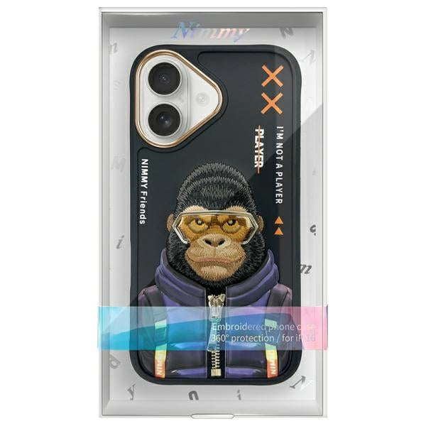 Nimmy Cool&Cute 2.0 Monkey dėklas iPhone 16 – juodas