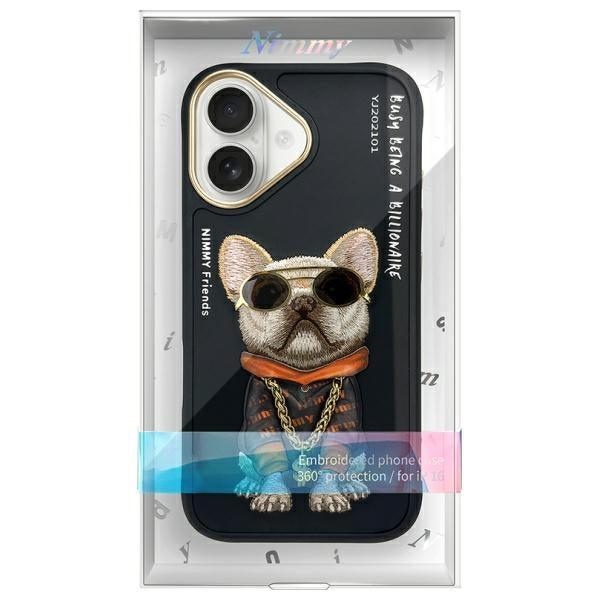 Nimmy Glasses Cool Dog dėklas iPhone 16 6,1" – juodas
