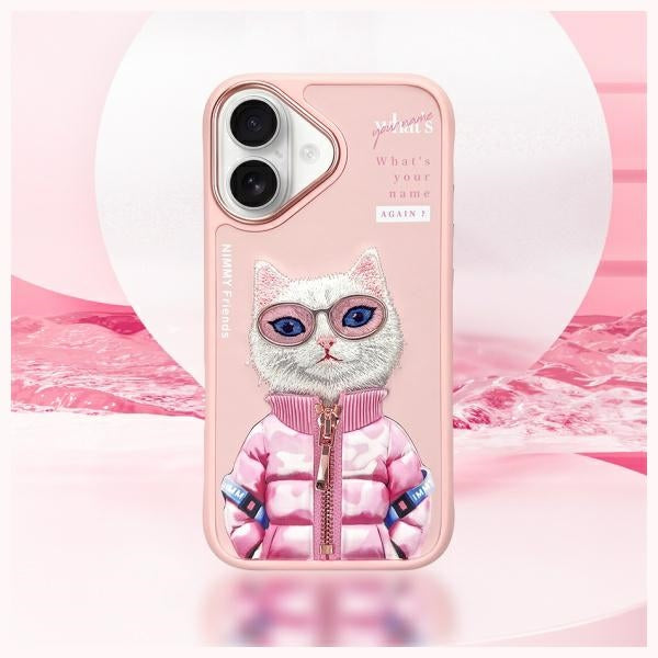 Nimmy dėklas iPhone 16 – rožinis, katinas