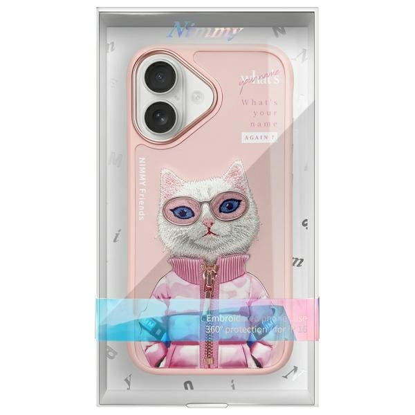 Nimmy dėklas iPhone 16 – rožinis, katinas
