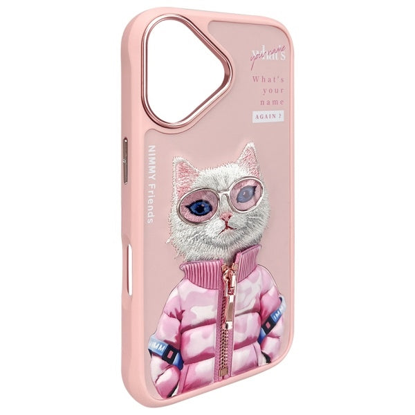 Nimmy dėklas iPhone 16 – rožinis, katinas