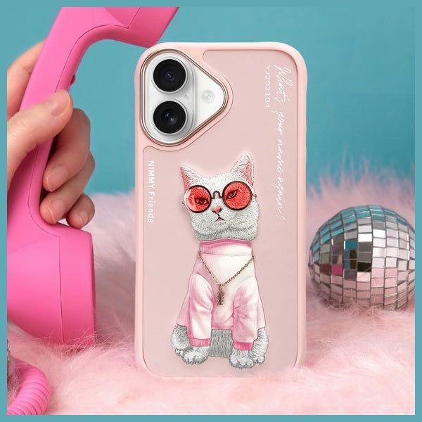 Nimmy iPhone 16 dėklas – rožinis, Cool Cat