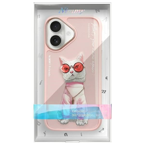 Nimmy iPhone 16 dėklas – rožinis, Cool Cat