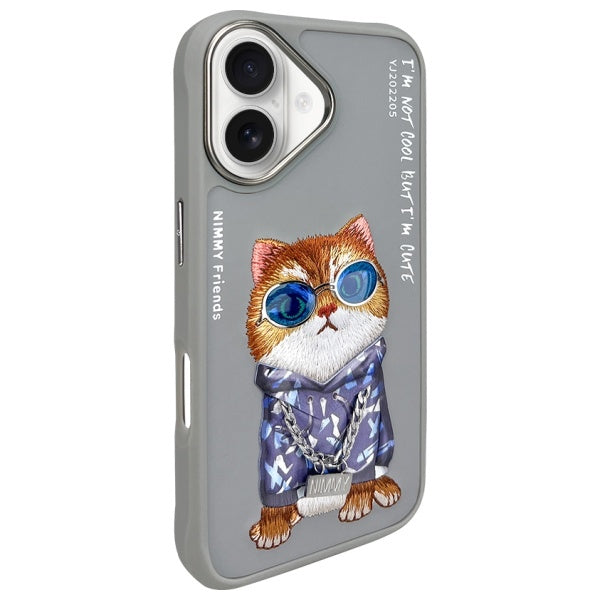 Nimmy Glasses Cool Cat dėklas iPhone 16 – pilkas