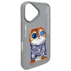 Nimmy Glasses Cool Cat dėklas iPhone 16 – pilkas