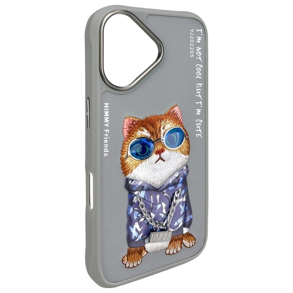 Nimmy Glasses Cool Cat dėklas iPhone 16 – pilkas