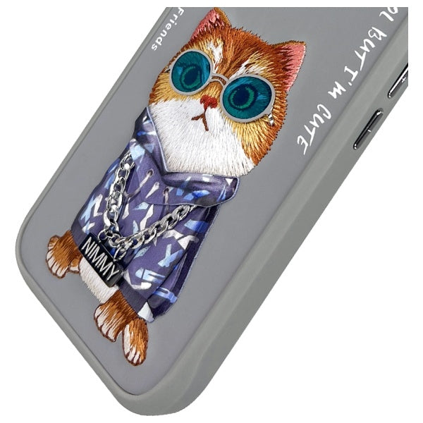Nimmy Glasses Cool Cat dėklas iPhone 16 – pilkas