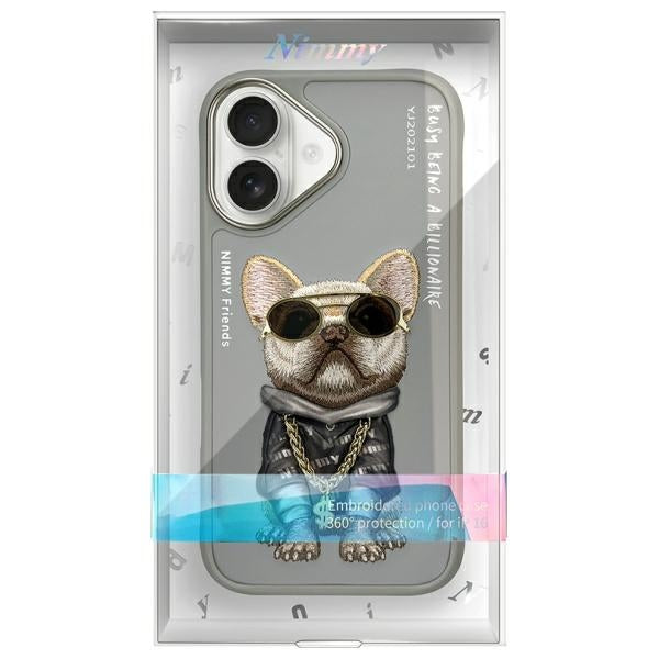 Nimmy Glasses Cool Dog dėklas iPhone 16 – pilkas