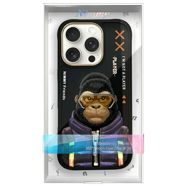 Nimmy Monkey dėklas iPhone 16 Pro – juodas