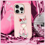 Nimmy Glasses Cool Cat dėklas iPhone 16 Pro – rožinis