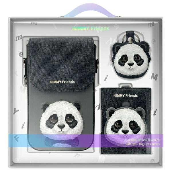 Nimmy Panda 3in1 rinkinys – krepšelis, piniginė, lokatoriaus dėklas (juodas) -- Cell phone cases and covers