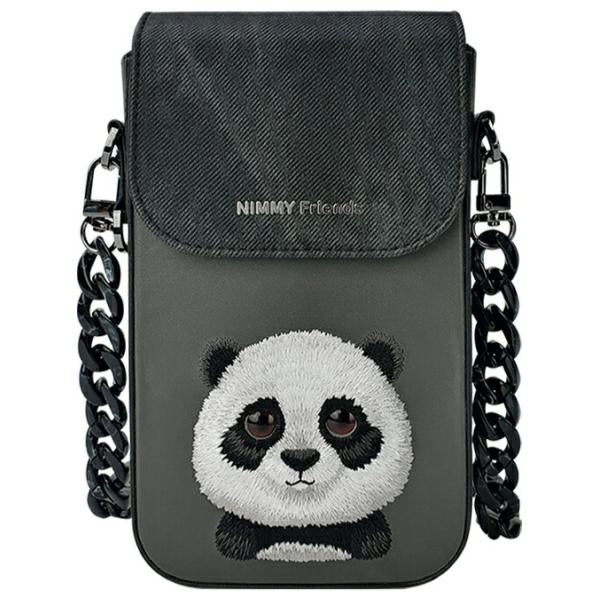 Nimmy Panda 3in1 rinkinys – krepšelis, piniginė, lokatoriaus dėklas (juodas) -- Cell phone cases and covers