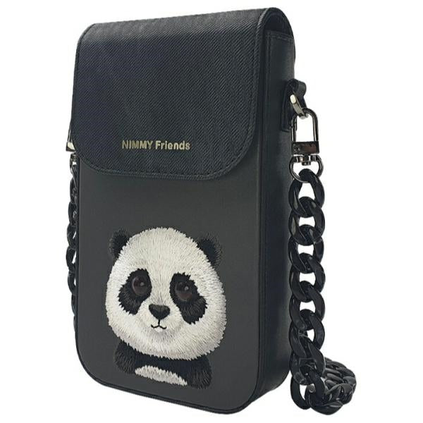 Nimmy Panda 3in1 rinkinys – krepšelis, piniginė, lokatoriaus dėklas (juodas) -- Cell phone cases and covers