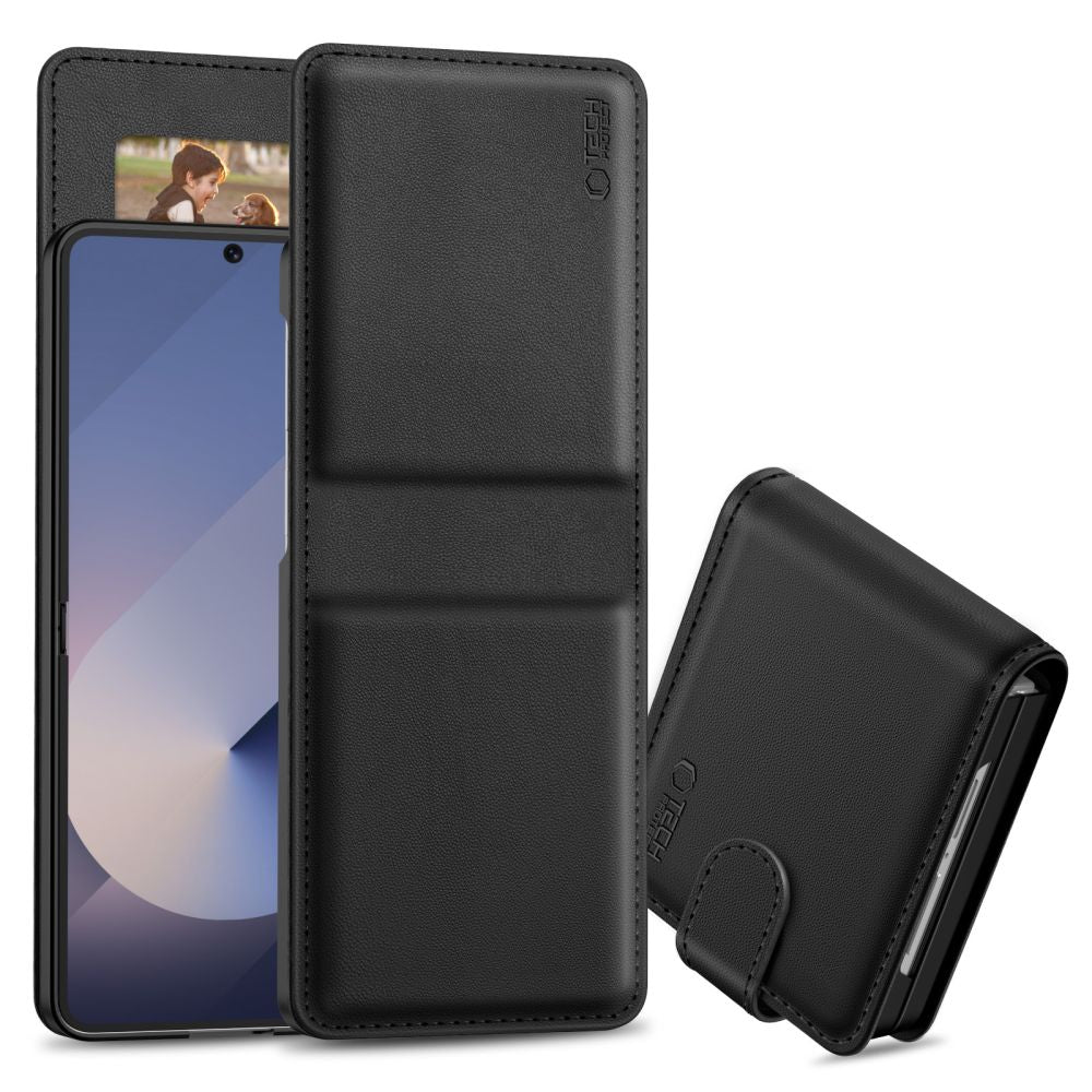 Tech-Protect Wallet dėklas Galaxy Z Flip 7 – juodas -- Samsung Galaxy Z Flip 7