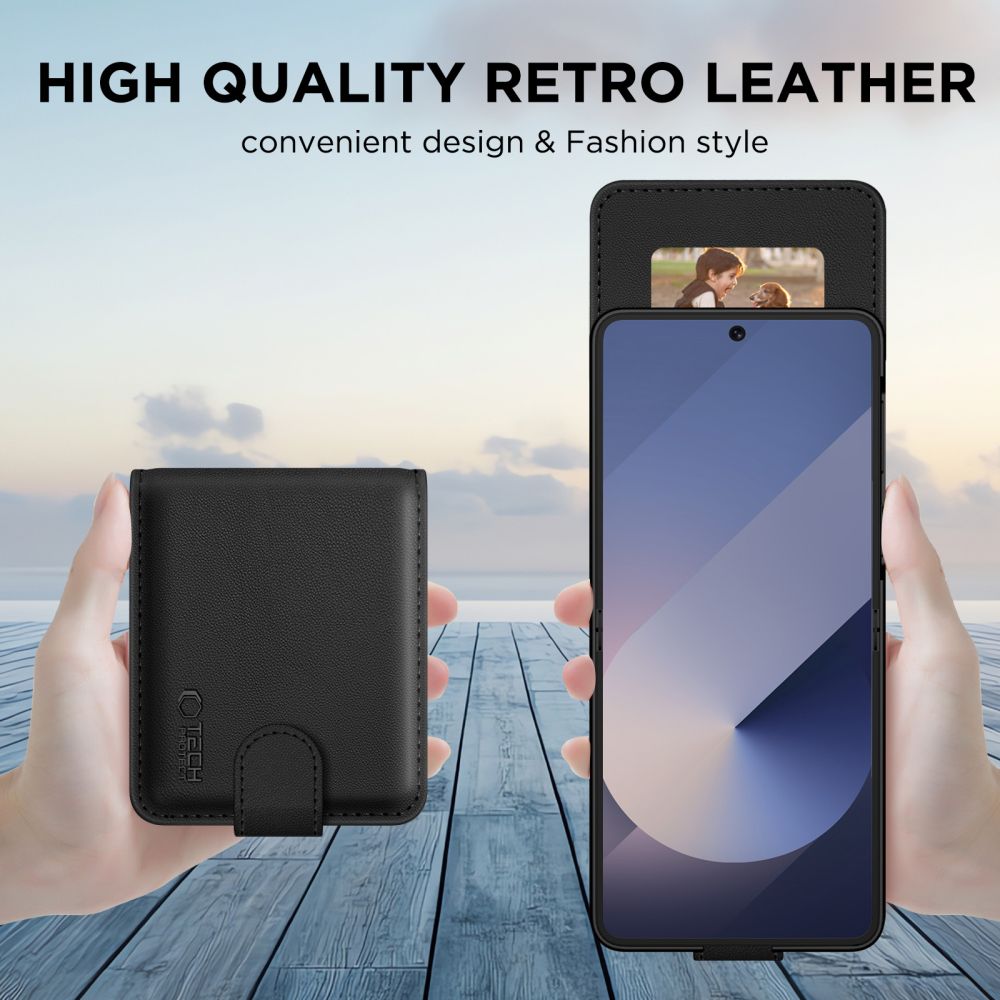 Tech-Protect Wallet dėklas Galaxy Z Flip 7 – juodas -- Samsung Galaxy Z Flip 7