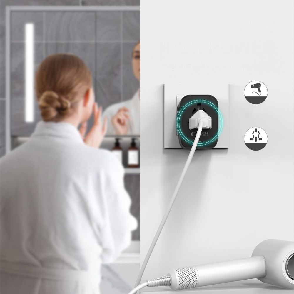 Tech-Protect TA200 EU / UK / US / AU adapteris - juodas -- USB Adapters
