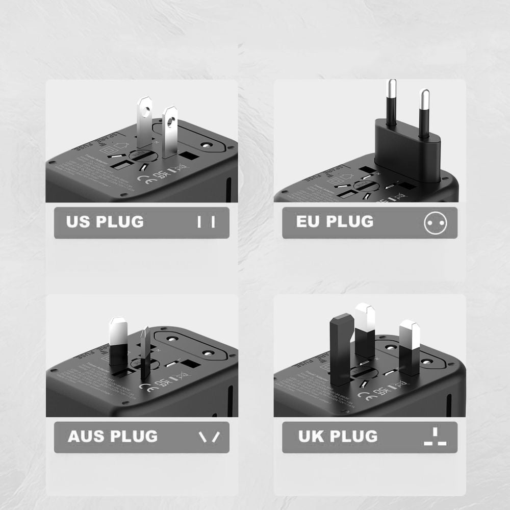 Tech-Protect TA200 EU / UK / US / AU adapteris - juodas -- USB Adapters