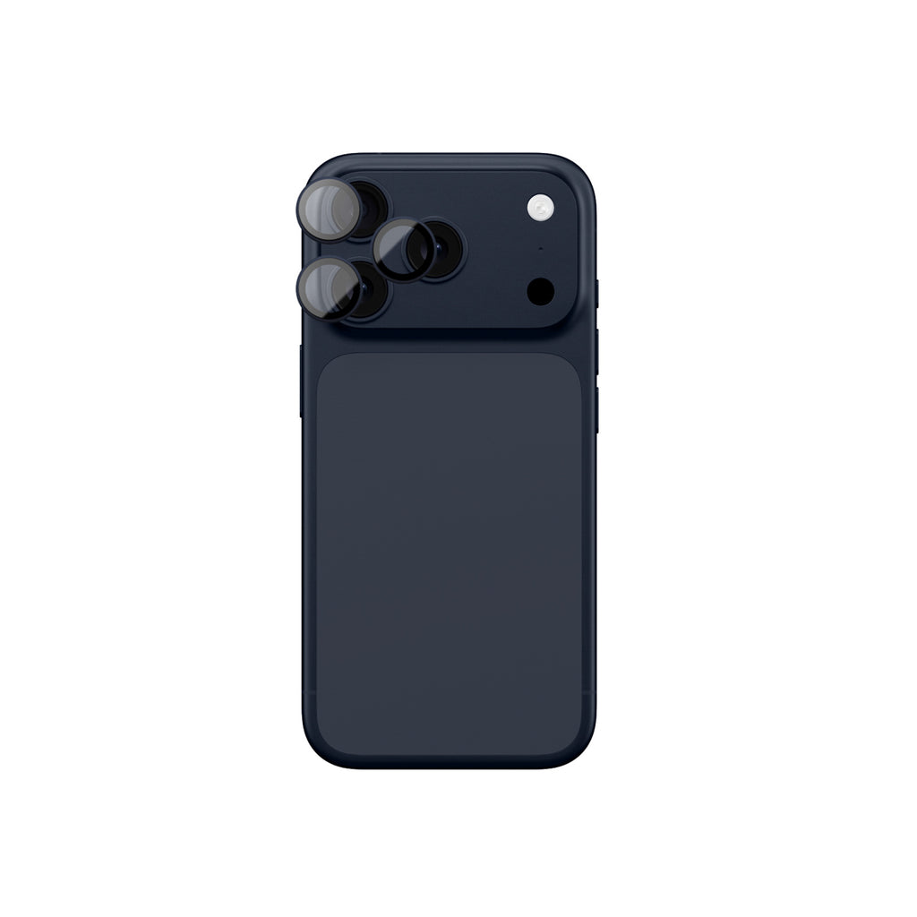 AmazingThing Objektyvo stiklas, skirtas iPhone 17 Pro / Pro Max su mėlynu aliuminio rėmeliu -- Cell phone tempered glass