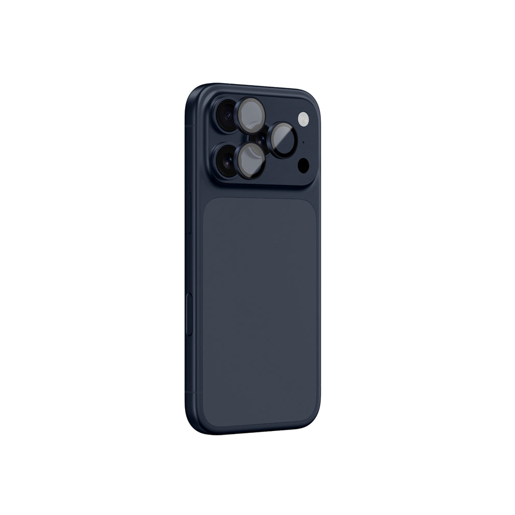 AmazingThing Objektyvo stiklas, skirtas iPhone 17 Pro / Pro Max su mėlynu aliuminio rėmeliu -- Cell phone tempered glass