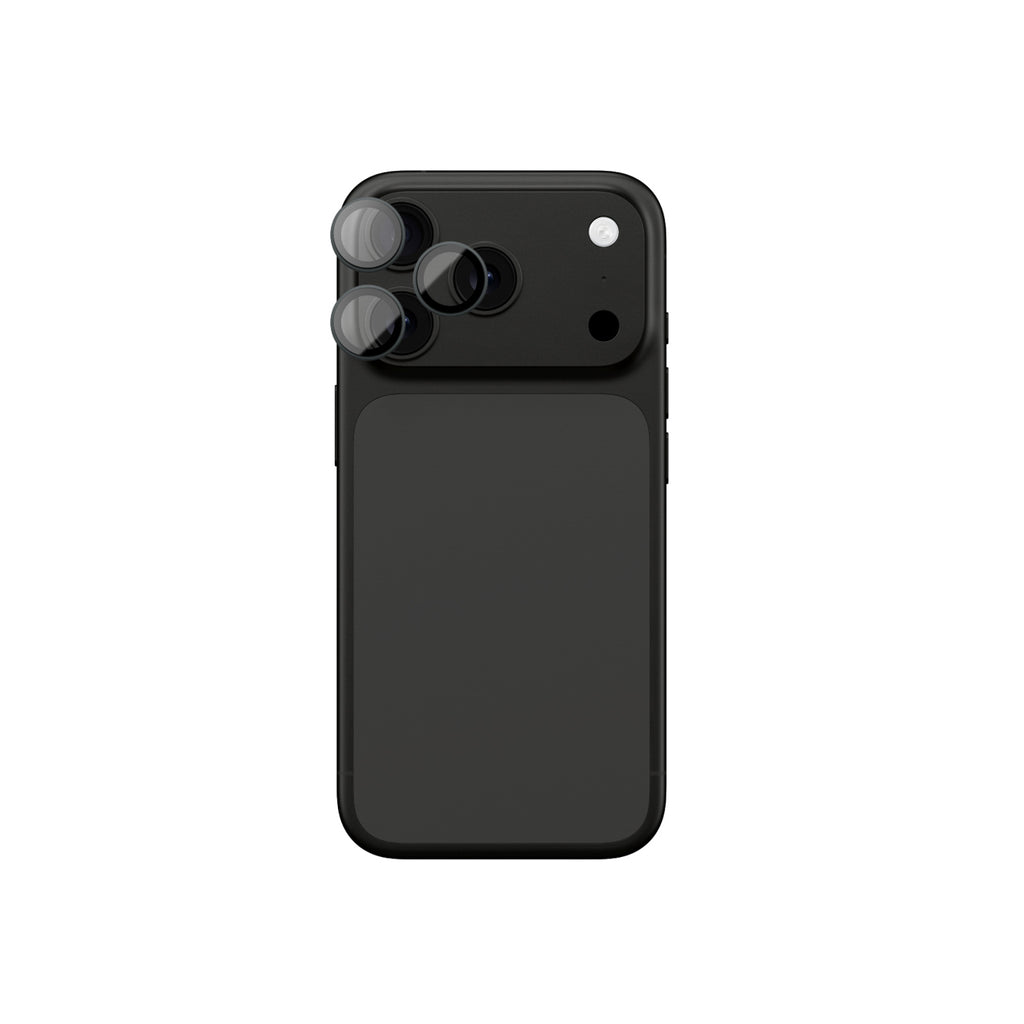 AmazingThing Objektyvo stiklas, skirtas iPhone 17 Pro / Pro Max su pilku aliuminio rėmeliu -- Cell phone tempered glass