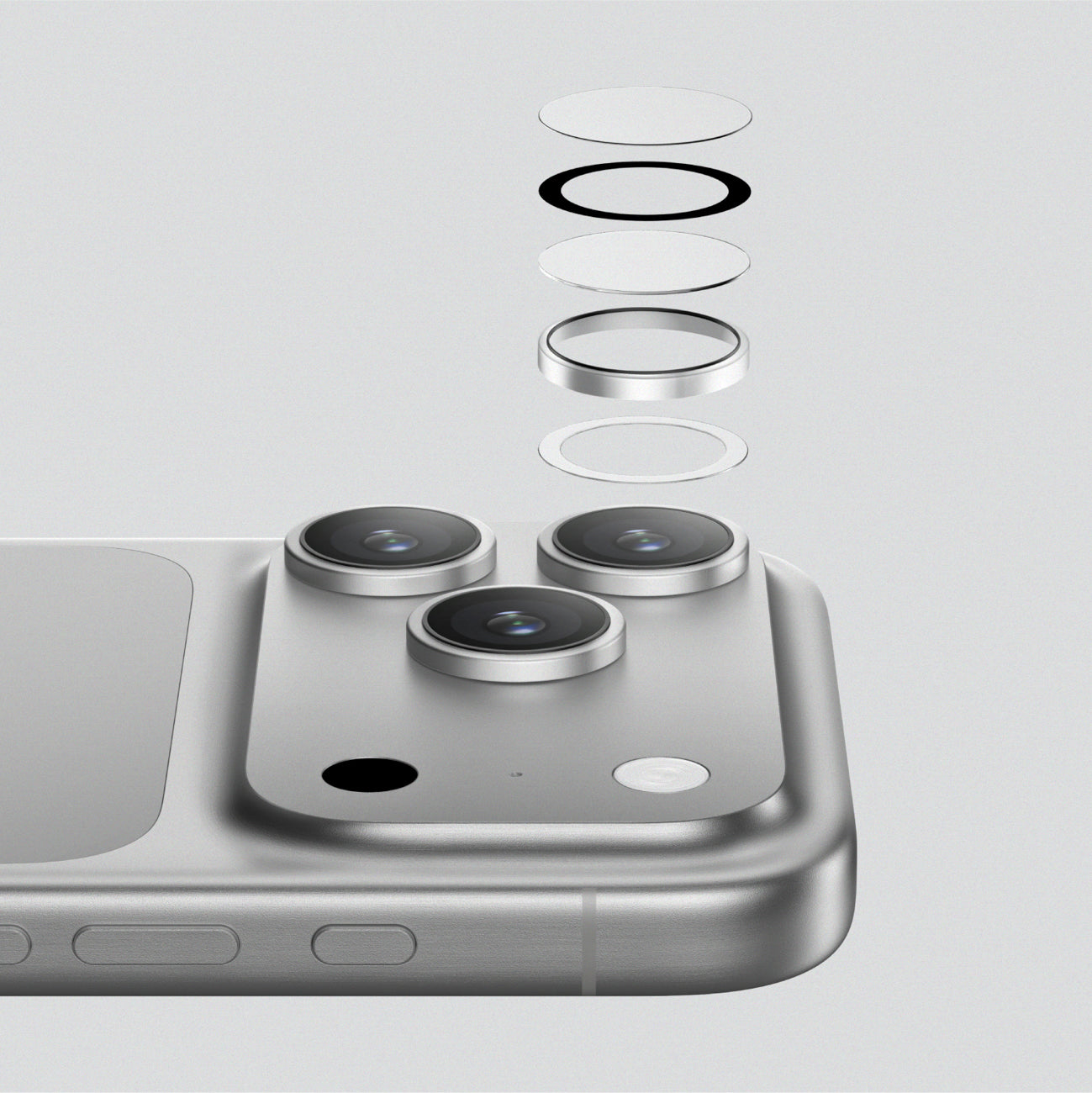 AmazingThing kameros stiklas iPhone 17 Pro/Pro Max – juodas