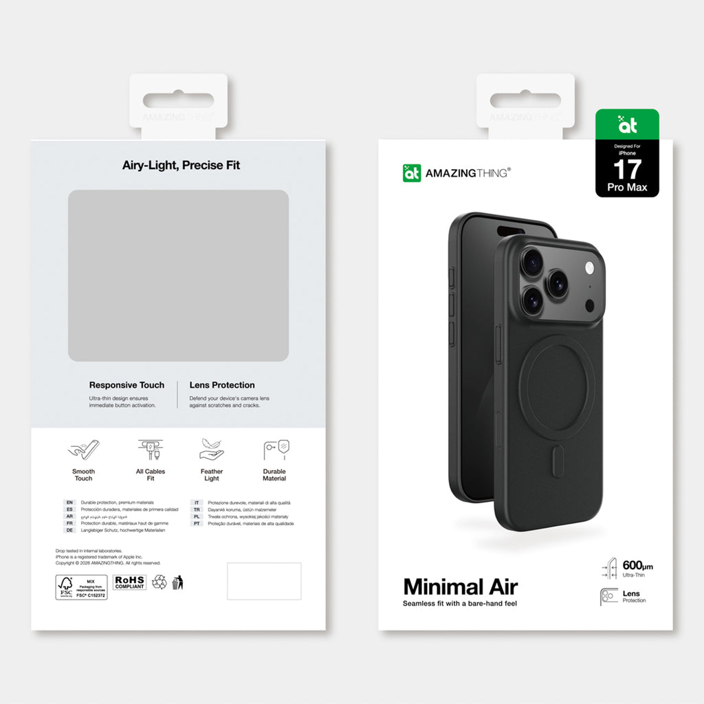 AmazingThing Minimal Air MagSafe dėklas iPhone 17 Pro Max – juodas