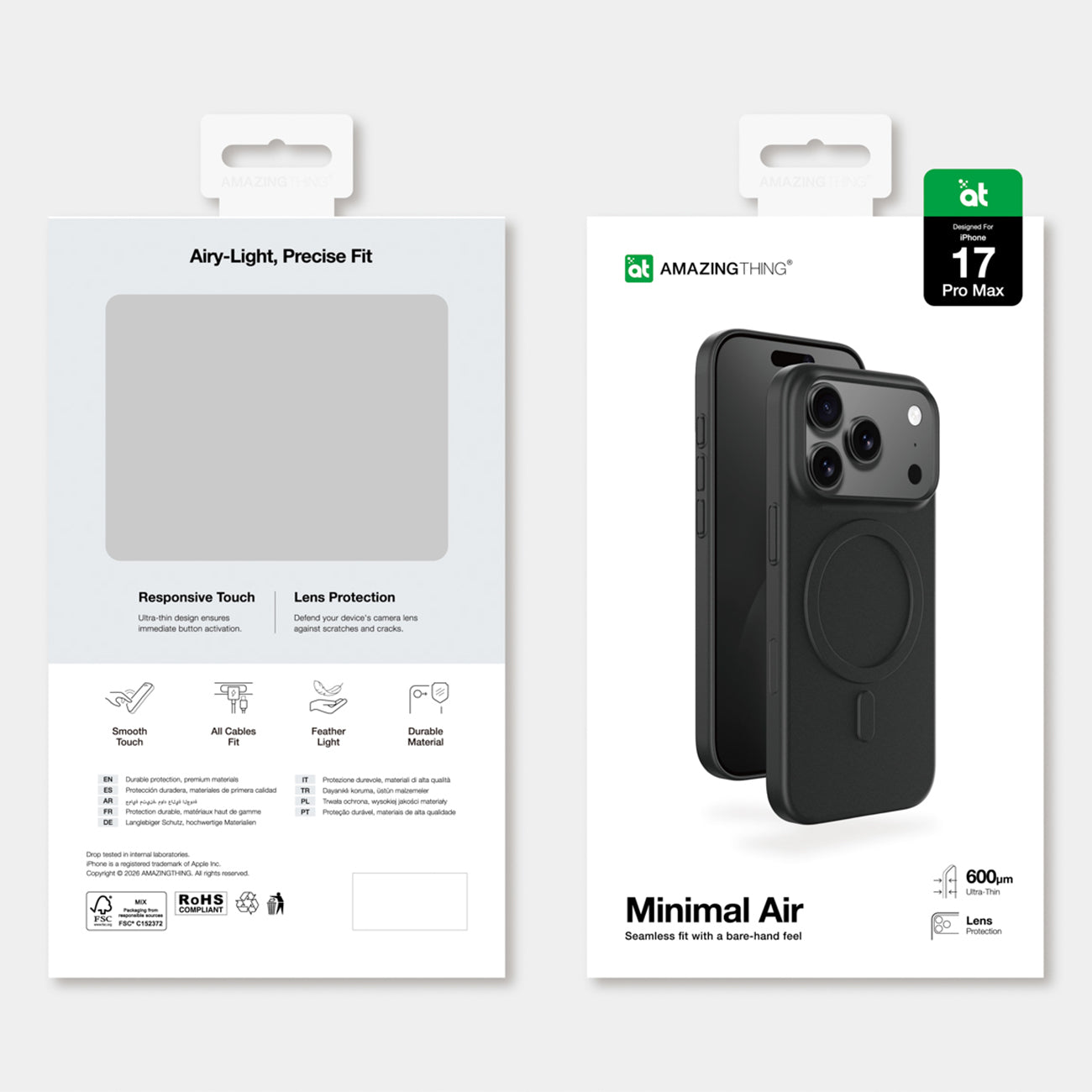 AmazingThing Minimal Air MagSafe dėklas iPhone 17 Pro Max – juodas