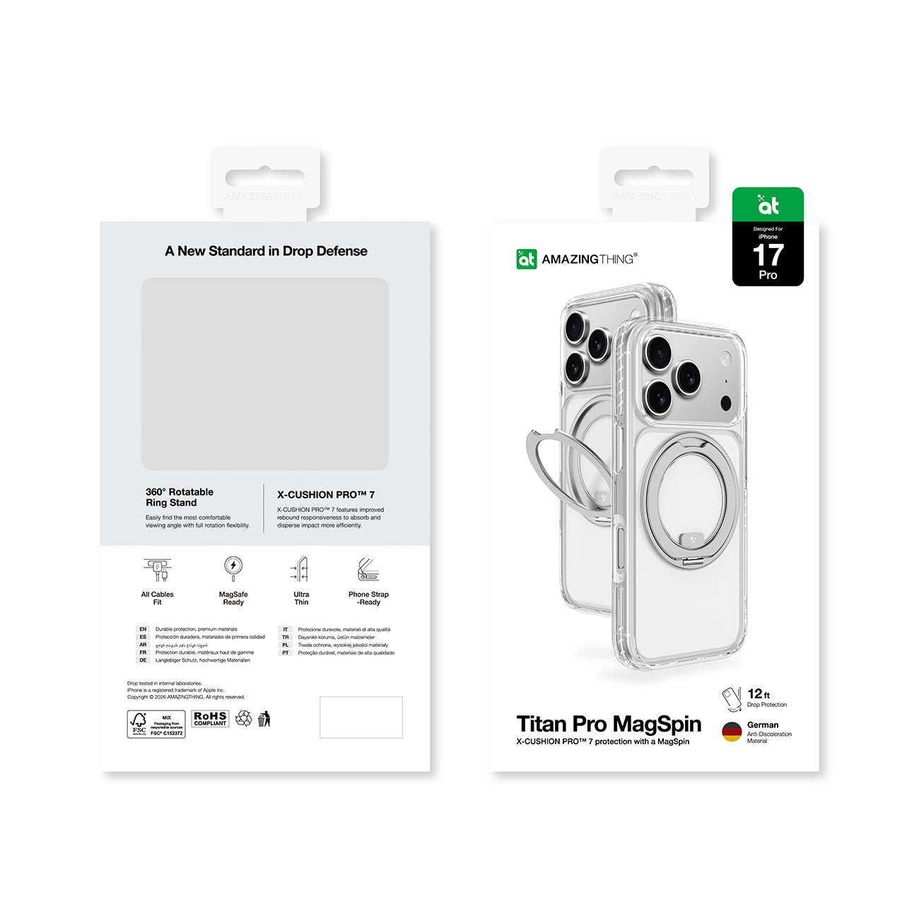 AmazingThing Titan Pro MagSafe dėklas iPhone 17 Pro – pilkas