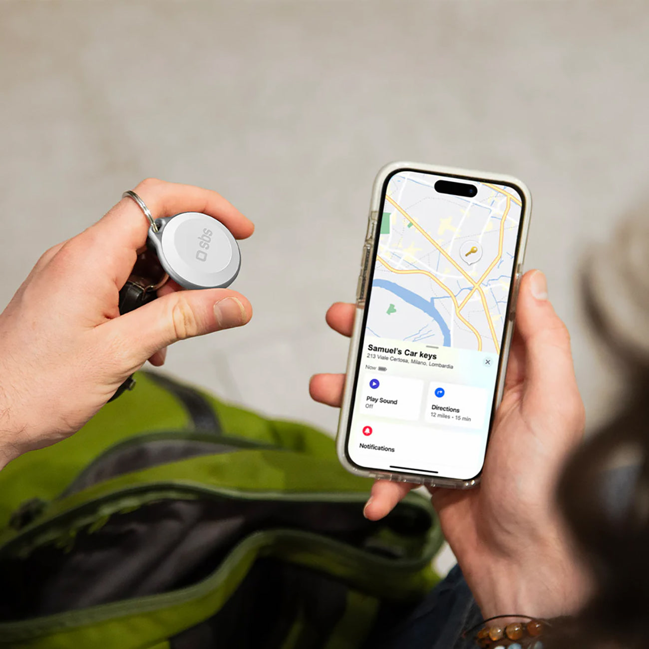 SBS Track My Circle Vandensaugus IP65 Lokatorius Suderinamas su Apple Find My - Balta -- Other phone accessories