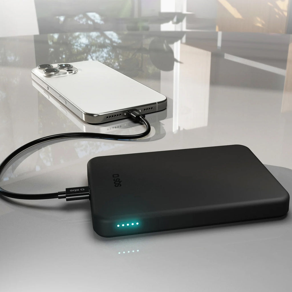 SBS Mag Power Qi2 Išorinė baterija 5000 mAh suderinama su MagSafe - juodas