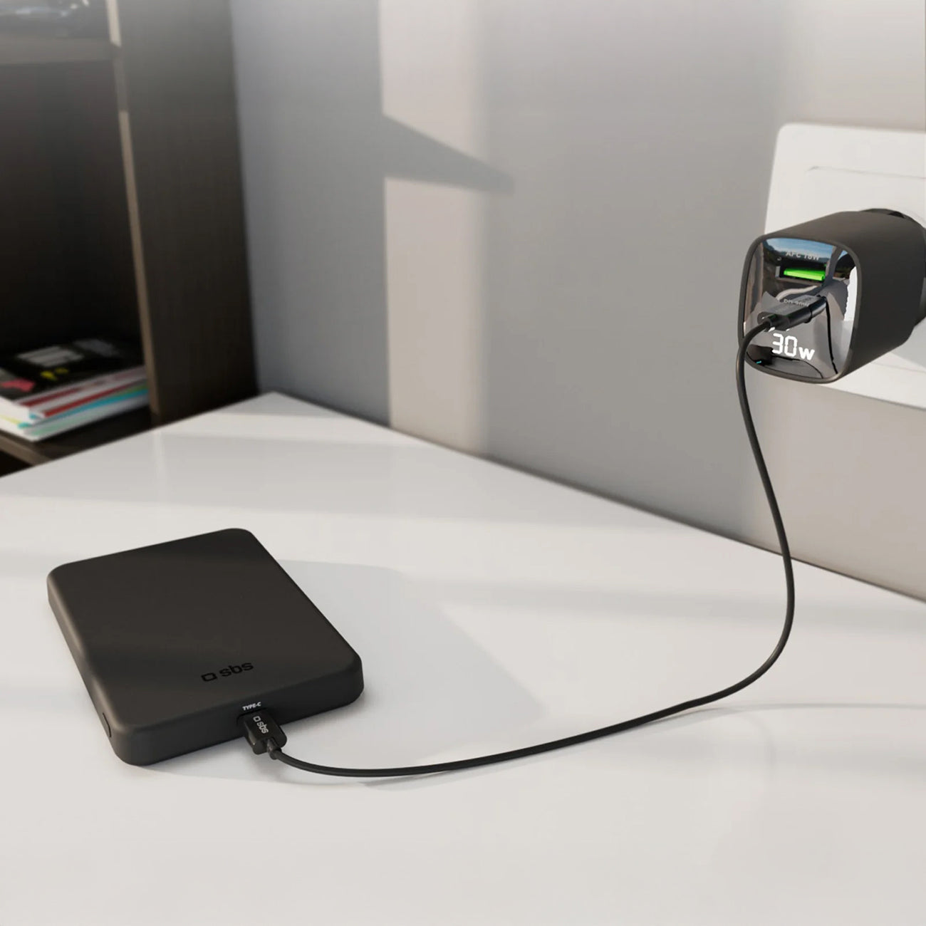 SBS Mag Power Qi2 Išorinė baterija 5000 mAh suderinama su MagSafe - juodas