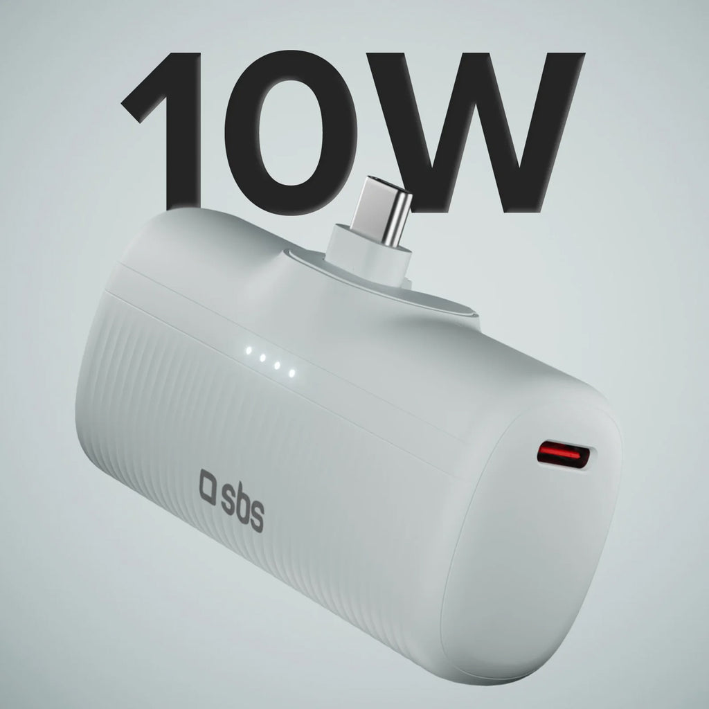 SBS EcoPower Išorinė baterija 5000 mAh 10W su integruotu USB-C prievadu - pilkas