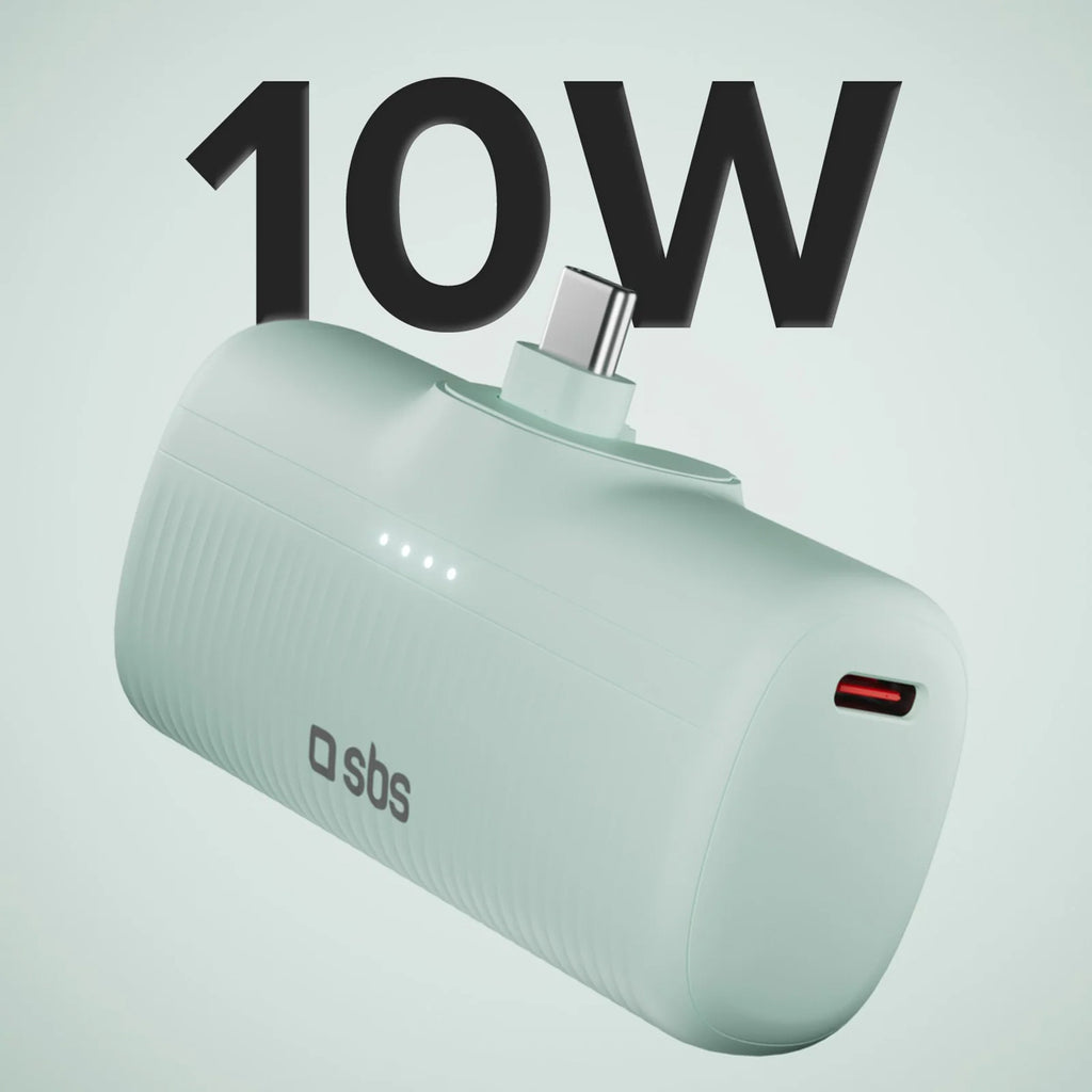 SBS EcoPower Išorinė baterija 5000 mAh 10W su integruotu USB-C prievadu - žalias