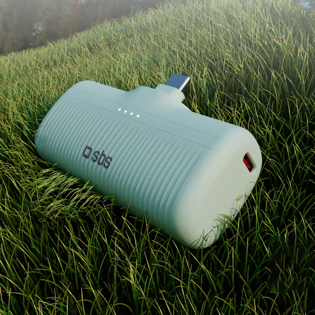 SBS EcoPower Išorinė baterija 5000 mAh 10W su integruotu USB-C prievadu - žalias
