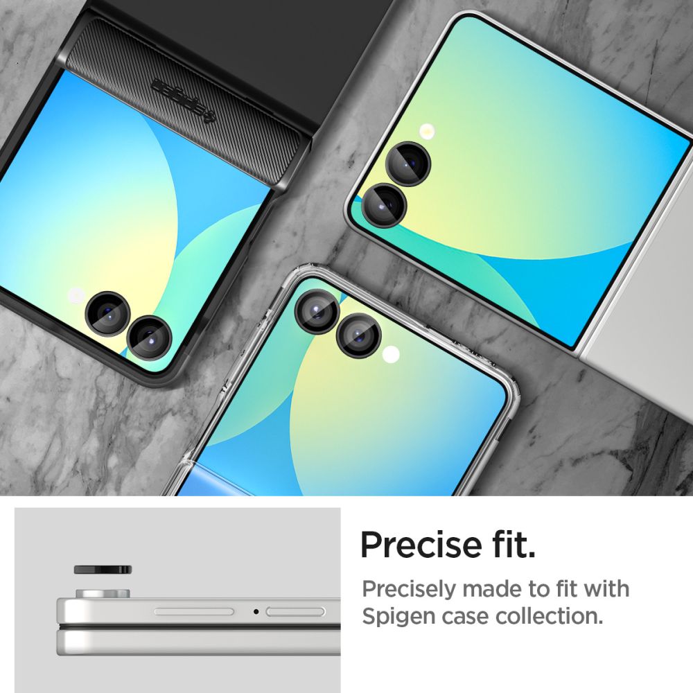 Spigen Optik Pro HD Glas.TR EZ Fit 2-pack objektyvų apsaugos Samsung Galaxy Z Flip 7 - juoda -- Samsung Galaxy Z Flip 7