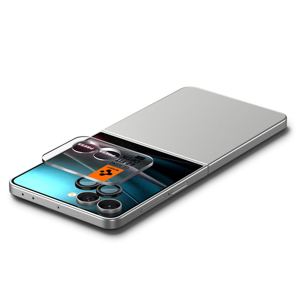 Spigen Optik Pro HD Glas.TR EZ Fit 2-pack objektyvų apsaugos Samsung Galaxy Z Flip 7 - juoda -- Samsung Galaxy Z Flip 7