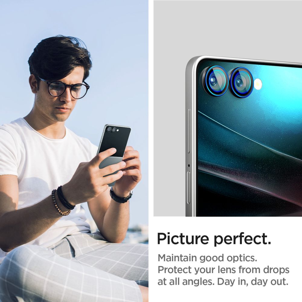 Spigen Optik Pro HD Glas.TR EZ Fit 2-pack objektyvų apsaugos Samsung Galaxy Z Flip 7 - juoda -- Samsung Galaxy Z Flip 7