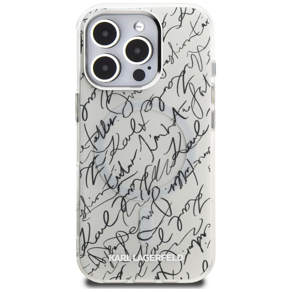 Karl Lagerfeld MagSafe dėklas iPhone 16 Pro – baltas