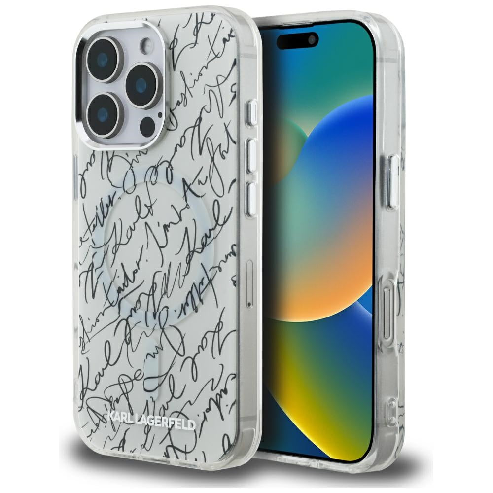 Karl Lagerfeld MagSafe dėklas iPhone 16 Pro Max – baltas