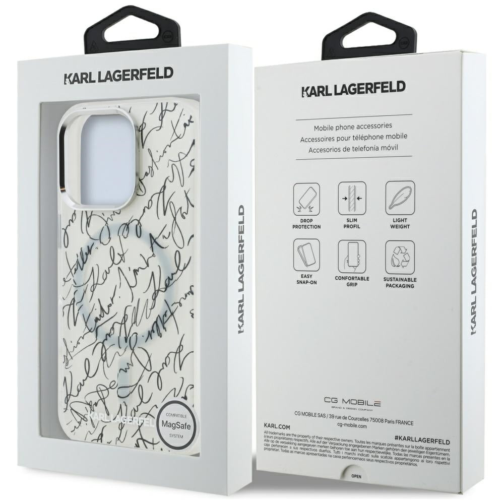 Karl Lagerfeld MagSafe dėklas iPhone 16 Pro Max – baltas