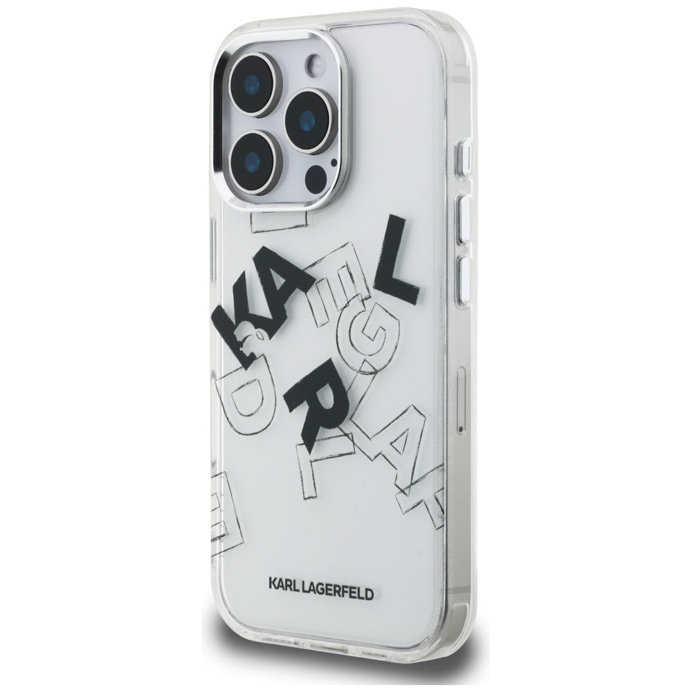 Karl Lagerfeld IML Sketched Graphic dėklas iPhone 16 Pro – skaidrus