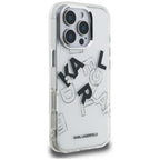Karl Lagerfeld IML Sketched Graphic dėklas iPhone 16 Pro – skaidrus