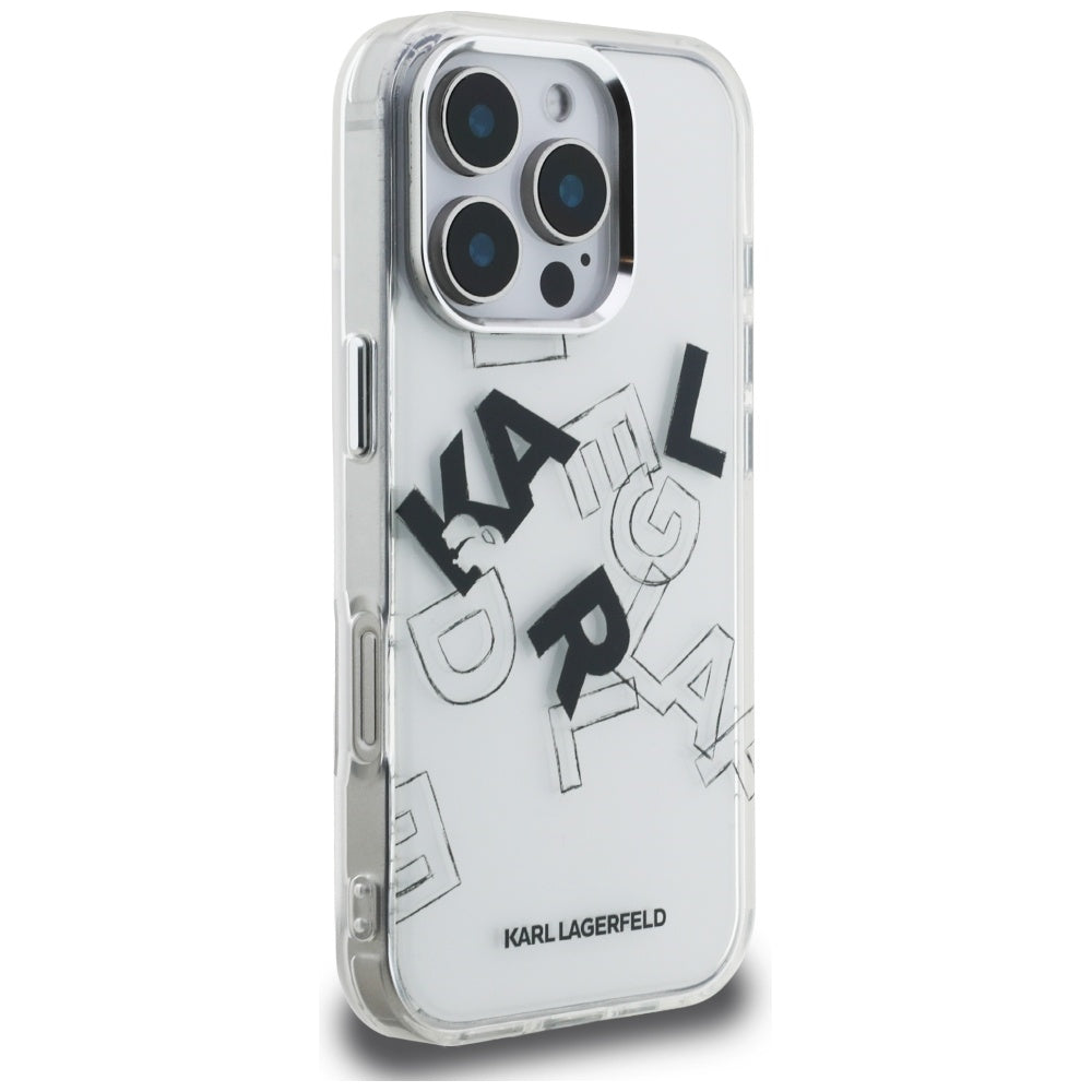 Karl Lagerfeld IML Sketched Graphic dėklas iPhone 16 Pro – skaidrus