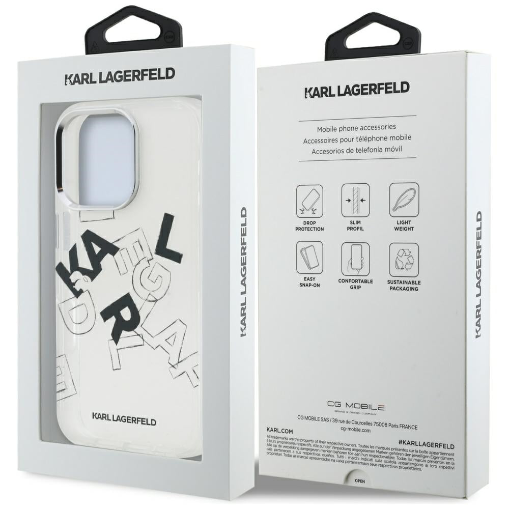 Karl Lagerfeld IML Sketched Graphic dėklas iPhone 16 Pro – skaidrus