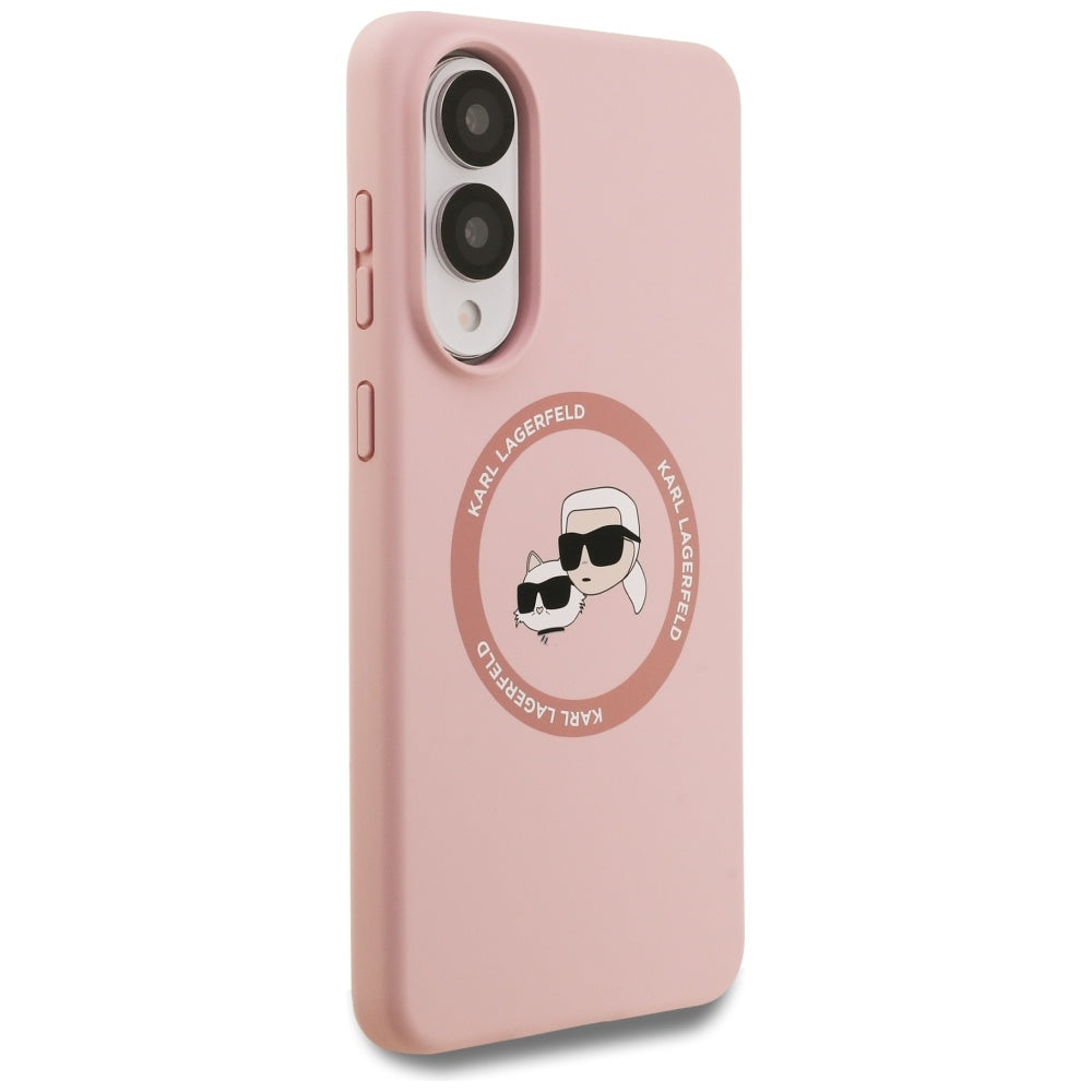 Karl Lagerfeld silikoninis MagSafe dėklas Samsung Galaxy S25 Edge – rožinis