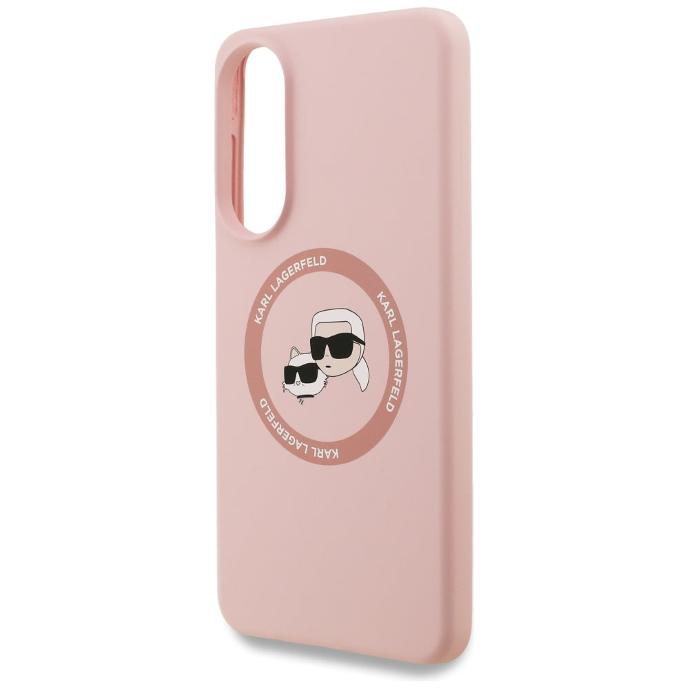 Karl Lagerfeld silikoninis MagSafe dėklas Samsung Galaxy S25 Edge – rožinis