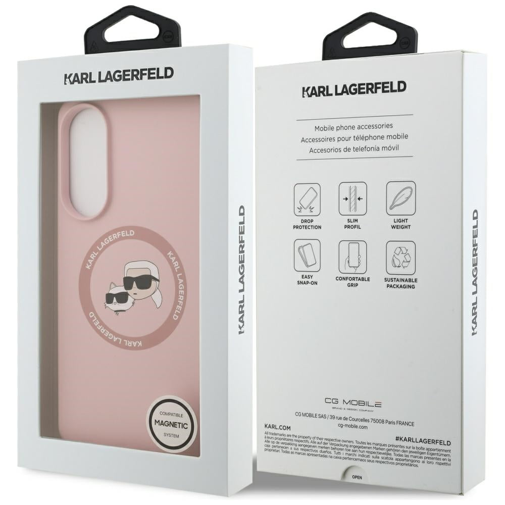 Karl Lagerfeld silikoninis MagSafe dėklas Samsung Galaxy S25 Edge – rožinis