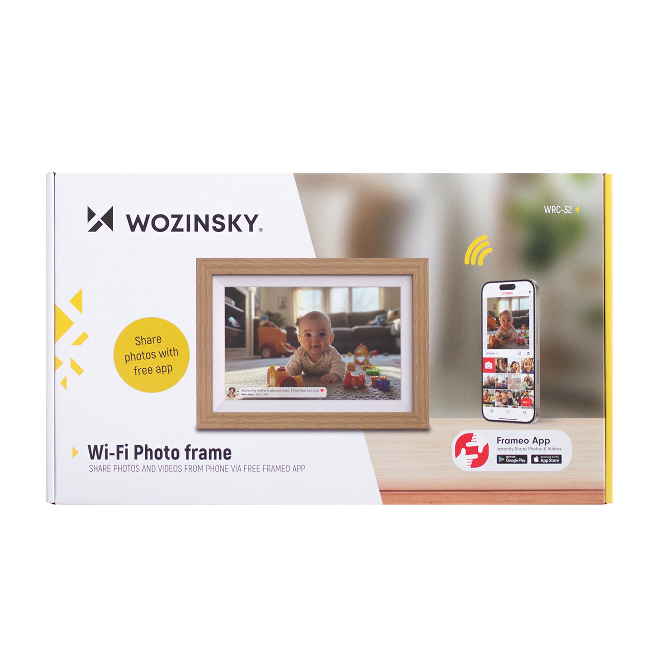 Wozinsky WRC-32 10,1" Skaitmeninis nuotrauku rėmelis su Frameo 32GB programėle - Šviesiai rudas -- Uncategorized