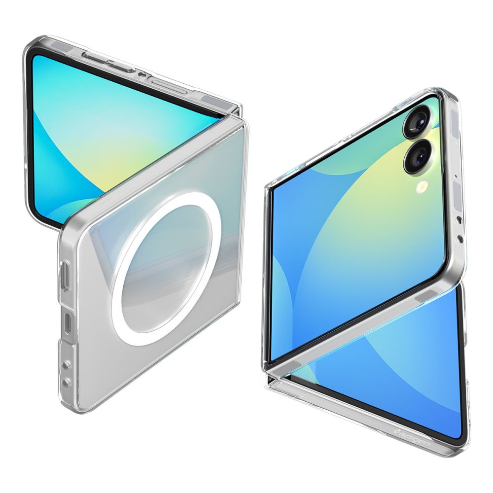Spigen AirSkin MagSafe dėklas Galaxy Z Flip 7 – skaidrus/baltas